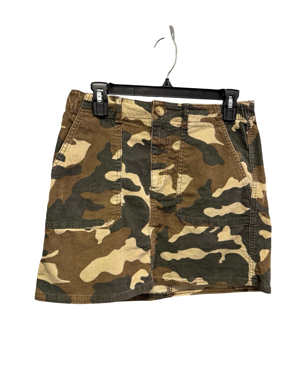 1606 / American Eagle Corduroy Camo Skirt Size 8 Long